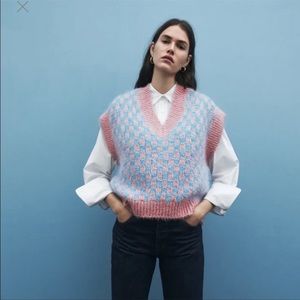 Zara | Sweaters | Zara Alpaca Wool Blend Checkered Checkerboard Chunky Knit Sweater  Vest M | Poshmark